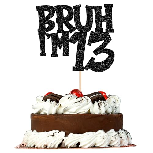 Xsstarmi Tortenaufsatz "Happy 13th Birthday", schwarzer Glitzer, Bruh I'm 13 Bro It's My 13th Birthday, Kuchendekoration für Cheers to 13 Years Birthday Party Kuchen Dekorationen Supplies Xsstarmi Tortenaufsatz "Happy 13th Birthday", schwarzer Glitzer, Bruh I'm 13 Bro It's My 13th Birthday, Kuchendekoration für Cheers to 13 Years Birthday Party Kuchen Dekorationen Supplies von Xsstarmi