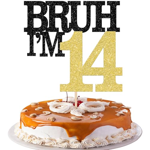 Xsstarmi Tortenaufsatz "Happy 14th Birthday", Schwarz / Gold, Glitzer, Bruh I'm 14 Thema, Kuchendekoration für Cheers to 14 Jahre, 1 Packung Xsstarmi Tortenaufsatz "Happy 14th Birthday", Schwarz / Gold, Glitzer, Bruh I'm 14 Thema, Kuchendekoration für Cheers to 14 Jahre, 1 Packung von Xsstarmi