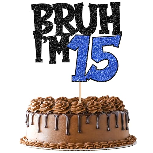 Xsstarmi Tortenaufsatz "Happy 15th Birthday", glitzernd, Bruh I'm 15 Bro It's My 15th Birthday, Kuchendekoration für Cheers to 15 Years Birthday Party Kuchen Dekorationen Supplies Schwarz Blau Xsstarmi Tortenaufsatz "Happy 15th Birthday", glitzernd, Bruh I'm 15 Bro It's My 15th Birthday, Kuchendekoration für Cheers to 15 Years Birthday Party Kuchen Dekorationen Supplies Schwarz Blau von Xsstarmi
