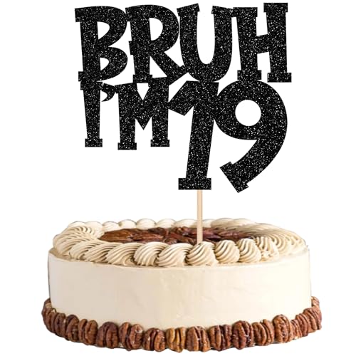 Xsstarmi Tortenaufsatz "Happy 19th Birthday", schwarzer Glitzer, Bruh I'm 19 Bro It's My 19th Birthday, Kuchendekoration für Cheers to 19 Years Birthday Party Kuchen Dekorationen Supplies Xsstarmi Tortenaufsatz "Happy 19th Birthday", schwarzer Glitzer, Bruh I'm 19 Bro It's My 19th Birthday, Kuchendekoration für Cheers to 19 Years Birthday Party Kuchen Dekorationen Supplies von Xsstarmi