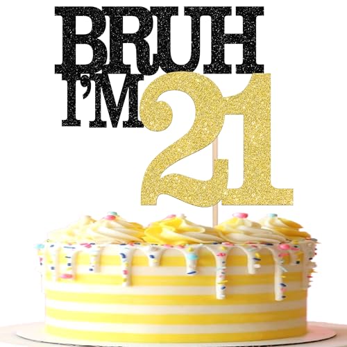 Xsstarmi Tortenaufsatz "Happy 21st Birthday", Schwarz / Gold, Glitzer, Bruh I'm 21, für Cheers to 21 Years Birthday Party Cake Decorations Supplies Xsstarmi Tortenaufsatz "Happy 21st Birthday", Schwarz / Gold, Glitzer, Bruh I'm 21, für Cheers to 21 Years Birthday Party Cake Decorations Supplies von Xsstarmi