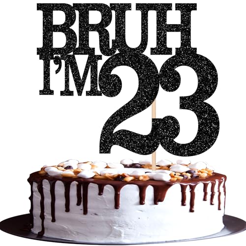 Xsstarmi Tortenaufsatz "Happy 23th Birthday", schwarzer Glitzer, Bruh I'm 23, für Cheers to 23 Years Birthday Party Cake Decorations Supplies Xsstarmi Tortenaufsatz "Happy 23th Birthday", schwarzer Glitzer, Bruh I'm 23, für Cheers to 23 Years Birthday Party Cake Decorations Supplies von Xsstarmi