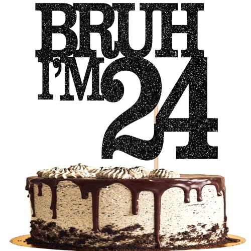 Xsstarmi Tortenaufsatz "Happy 24th Birthday", schwarzer Glitzer, Bruh I'm 24 Thema, Kuchendekoration für Cheers to 24 Years Birthday Party Cake Decorations Supplies Xsstarmi Tortenaufsatz "Happy 24th Birthday", schwarzer Glitzer, Bruh I'm 24 Thema, Kuchendekoration für Cheers to 24 Years Birthday Party Cake Decorations Supplies von Xsstarmi