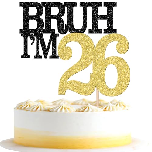 Xsstarmi Tortenaufsatz "Happy 26th Birthday", Schwarz / Gold, Glitzer, Bruh I'm 26 Thema, Kuchendekoration für Cheers to 26 Years Birthday Party Cake Decorations Supplies Xsstarmi Tortenaufsatz "Happy 26th Birthday", Schwarz / Gold, Glitzer, Bruh I'm 26 Thema, Kuchendekoration für Cheers to 26 Years Birthday Party Cake Decorations Supplies von Xsstarmi