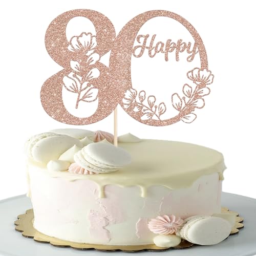 Xsstarmi Tortenaufsatz "Happy 80th Birthday", glitzernd, Roségold, Kuchendekoration zum 80. Geburtstag, Kuchendekorationen für 80. Geburtstag, Kuchendekoration Xsstarmi Tortenaufsatz "Happy 80th Birthday", glitzernd, Roségold, Kuchendekoration zum 80. Geburtstag, Kuchendekorationen für 80. Geburtstag, Kuchendekoration von Xsstarmi