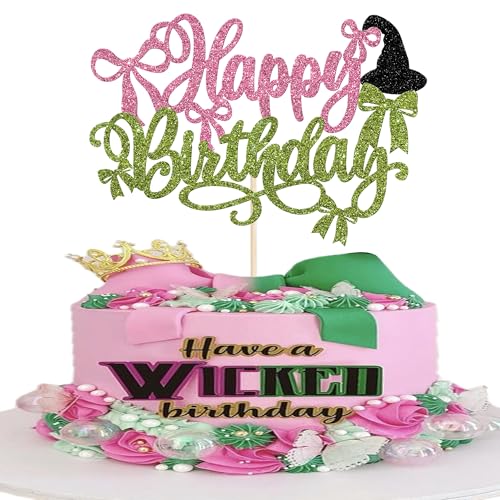 Xsstarmi Tortenaufsatz "Happy Birthday", rosa Schleife, Glitzer, schwarzer Hexenhut, Kuchenpicker für Halloween, Babyparty, Hexe, Zauberer, Thema, Happy Birthday Party, Kuchendekorationen, Zubehör, 1 Xsstarmi Tortenaufsatz "Happy Birthday", rosa Schleife, Glitzer, schwarzer Hexenhut, Kuchenpicker für Halloween, Babyparty, Hexe, Zauberer, Thema, Happy Birthday Party, Kuchendekorationen, Zubehör, 1 von Xsstarmi
