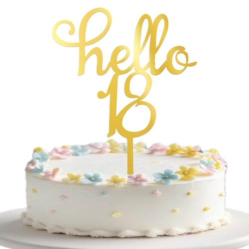Xsstarmi Tortenaufsatz Hello 45.7 cm, goldfarben, verspiegelt, Acryl, Kuchendekoration für 18. Geburtstag, Jahrestag, Party-Kuchendekorationen, Zubehör, 3 Stück Xsstarmi Tortenaufsatz Hello 45.7 cm, goldfarben, verspiegelt, Acryl, Kuchendekoration für 18. Geburtstag, Jahrestag, Party-Kuchendekorationen, Zubehör, 3 Stück von Xsstarmi