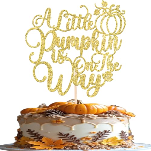 Xsstarmi Tortenaufsatz für Babypartys, Herbst-Motiv, goldfarbener Glitzer, "A Little Pumpkin Is On The Way", Kuchendekoration für Thanksgiving, Babyparty, Gender Reveal, Geburtstagsparty Xsstarmi Tortenaufsatz für Babypartys, Herbst-Motiv, goldfarbener Glitzer, "A Little Pumpkin Is On The Way", Kuchendekoration für Thanksgiving, Babyparty, Gender Reveal, Geburtstagsparty von Xsstarmi