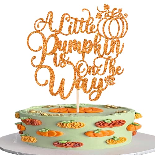 Xsstarmi Tortenaufsatz für Babypartys, Herbst-Motiv, orangefarbener Glitzer, "A Little Pumpkin Is On The Way", Kuchendekoration für Thanksgiving, Babyparty, Gender Reveal, Geburtstagsparty Xsstarmi Tortenaufsatz für Babypartys, Herbst-Motiv, orangefarbener Glitzer, "A Little Pumpkin Is On The Way", Kuchendekoration für Thanksgiving, Babyparty, Gender Reveal, Geburtstagsparty von Xsstarmi