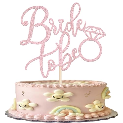 Xsstarmi Tortenaufsatz mit Aufschrift "Bride To Be", rosa Glitzerring, Junggesellinnenabschied, Kuchendekoration, Brautparty, Kuchendekorationen für Hochzeit, Verlobung, Themenparty von Xsstarmi