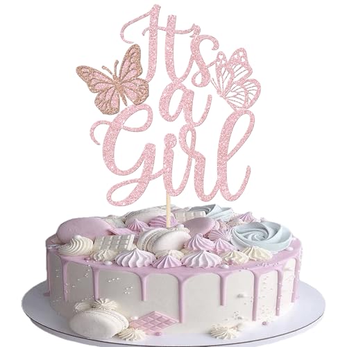 Xsstarmi Tortenaufsatz mit Aufschrift "It's a Girl", rosa Glitzer, Schmetterling, für das Geschlecht, für Babypartys, Geburtstagspartys, Kuchendekorationen, Zubehör, 1 Packung Xsstarmi Tortenaufsatz mit Aufschrift "It's a Girl", rosa Glitzer, Schmetterling, für das Geschlecht, für Babypartys, Geburtstagspartys, Kuchendekorationen, Zubehör, 1 Packung von Xsstarmi