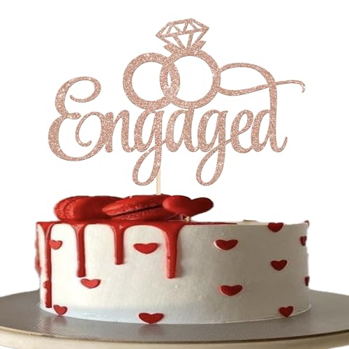 Xsstarmi Tortenaufsatz mit Aufschrift "We 're Engaged", rotgoldener Ring, glitzernd, Brautparty, Kuchendekoration für Hochzeit, Verlobung, Party, Kuchendekoration, 1 Stück Xsstarmi Tortenaufsatz mit Aufschrift "We 're Engaged", rotgoldener Ring, glitzernd, Brautparty, Kuchendekoration für Hochzeit, Verlobung, Party, Kuchendekoration, 1 Stück von Xsstarmi