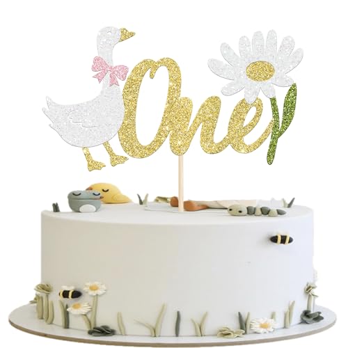 Xsstarmi Tortenaufsatz mit Gänseblümchen-Motiv, glitzernd, Bauernhoftiere, Gans, für Babyparty, Jungen, Mädchen, Kinder, 1. Geburtstag, Party, Kuchendekoration, Zubehör, goldfarben, 1 Stück Xsstarmi Tortenaufsatz mit Gänseblümchen-Motiv, glitzernd, Bauernhoftiere, Gans, für Babyparty, Jungen, Mädchen, Kinder, 1. Geburtstag, Party, Kuchendekoration, Zubehör, goldfarben, 1 Stück von Xsstarmi