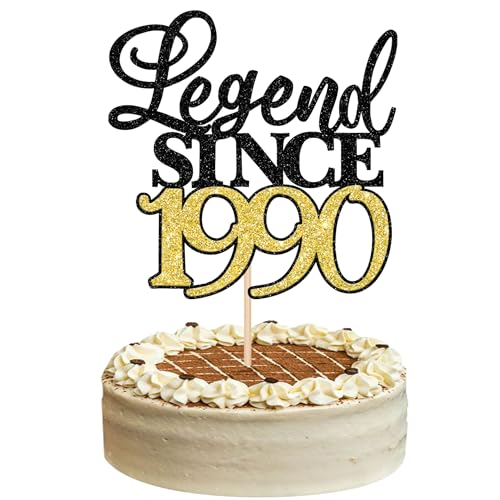 Xsstarmi Tortenaufsatz mit Glitzer, Aufschrift "Legend Since 5,054.6 cm, 1 Stück, Happy 35th Birthday, Cheers to 35 Fabulous Cake Decoration for 35th Birthday Wedding Anniversary Party, Black Gold von Xsstarmi