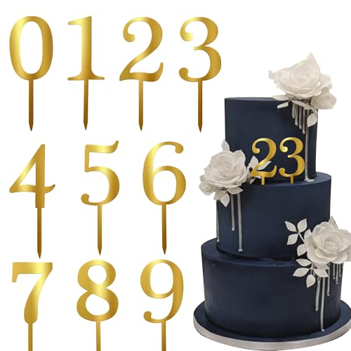 Xsstarmi Tortenaufsatz mit Zahlen 0–9, goldfarben, Acryl, für Babyparty, Geburtstag, Jahrestag, Party, Kuchendekoration, 10 Stück Xsstarmi Tortenaufsatz mit Zahlen 0–9, goldfarben, Acryl, für Babyparty, Geburtstag, Jahrestag, Party, Kuchendekoration, 10 Stück von Xsstarmi