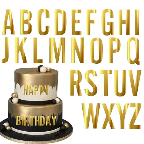 Xsstarmi Tortenaufsatz mit goldenem Alphabet, A-Z, verspiegelte Acryl-Buchstaben, personalisierter Name, DIY-Kuchendekorationen für Babyparty, Hochzeit, Geburtstag, Jahrestag, Party, Kuchenzubehör, 52 Xsstarmi Tortenaufsatz mit goldenem Alphabet, A-Z, verspiegelte Acryl-Buchstaben, personalisierter Name, DIY-Kuchendekorationen für Babyparty, Hochzeit, Geburtstag, Jahrestag, Party, Kuchenzubehör, 52 von Xsstarmi