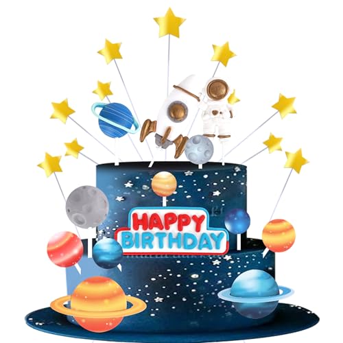 Xsstarmi Weltraum-Kuchenaufsatz, Dekorationen mit Astronauten-Raketen-Sternen, Kuchen-Picker für Weltraum-Thema, Babyparty, Kindergeburtstag, Party, DIY-Kuchendekorationen Xsstarmi Weltraum-Kuchenaufsatz, Dekorationen mit Astronauten-Raketen-Sternen, Kuchen-Picker für Weltraum-Thema, Babyparty, Kindergeburtstag, Party, DIY-Kuchendekorationen von Xsstarmi