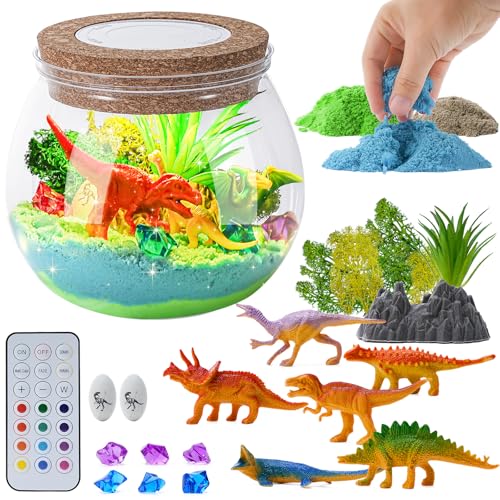 Dinosaurier Terrarium Set Dinosaurier Spielzeug Geschenke für Kinder, Geburtstagsgeschenk Bastelset Weihnachten Geschenke für Kinder ab 4, 5, 6, 7, 8-12 Jahre von XstarG