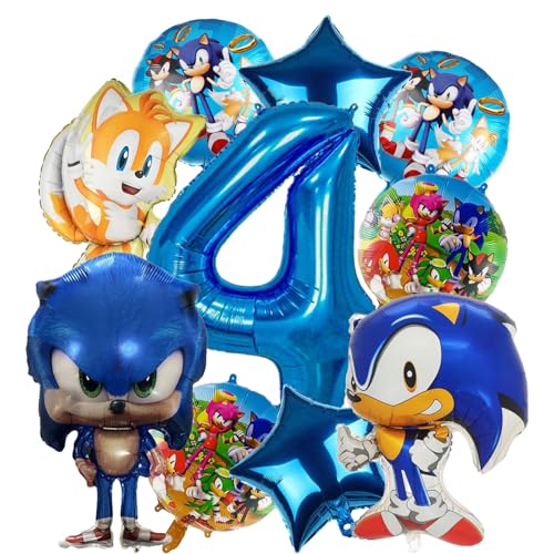 10pcs Deko Geburtstag Kinder, Luftballons Alufolie Kindergeburtstag Deko, 4 Jahre Luftballons Geschenk für Jungen und Mädchen von Xtaguvdm