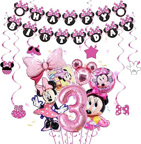 Mouse Party Balloons, Mouse 3 Geburtstag Luftballons, Mouse Luftballons, Mouse Themed Birthday Party Supplies, Mouse Themed Geburtstag Dekorationen für Kinder Mädchen Geburtstag Dekoration von Xtaguvdm