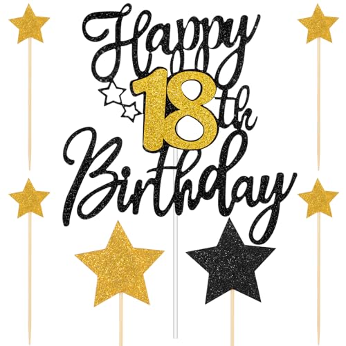 Kuchen Deko Tortendeko Gold Schwarz 18. Geburtstag Junge, Glitzer Kuchen Deko 18th Geburtstag Tortenaufsätze, Geburtstagsfeier Dekorationszubehör Kuchen Deko Tortendeko Gold Schwarz 18. Geburtstag Junge, Glitzer Kuchen Deko 18th Geburtstag Tortenaufsätze, Geburtstagsfeier Dekorationszubehör von Xthrotsenk