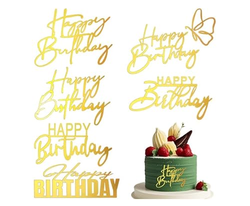 6 Stück Gold Happy Birthday Tortendeko, Cake Topper Happy Birthday Acryl Cake Topper Geburtstag Doppelseitige Glitzerbuchstaben für Party Kuchen Desserts 6 Stück Gold Happy Birthday Tortendeko, Cake Topper Happy Birthday Acryl Cake Topper Geburtstag Doppelseitige Glitzerbuchstaben für Party Kuchen Desserts von Xthrotsenk
