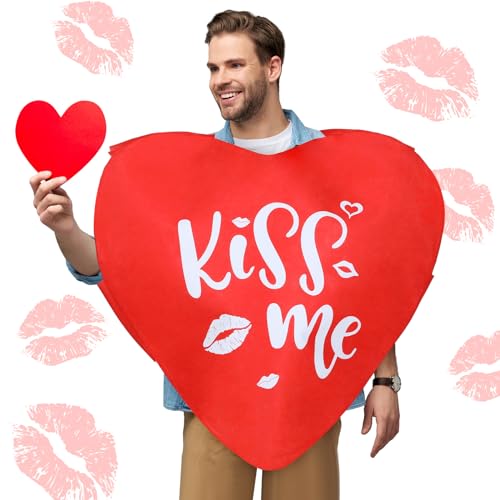 Xtinmee Valentinstag-Kostüm, Herzkostüm für Erwachsene, Kiss Me Herz-Kostüm für Erwachsene, niedliche Einheitsgröße, passend für die meisten Erwachsenenkostüme für Halloween, Valentinstag, Jahrestag, Xtinmee Valentinstag-Kostüm, Herzkostüm für Erwachsene, Kiss Me Herz-Kostüm für Erwachsene, niedliche Einheitsgröße, passend für die meisten Erwachsenenkostüme für Halloween, Valentinstag, Jahrestag, von Xtinmee