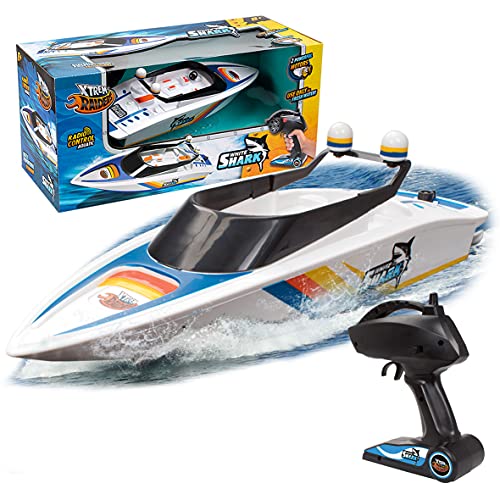 Xtrem Raiders - Ferngesteuertes Boot White Shark | Blaues und Weißes Boot Ferngesteuert | RC Boot für Kinder | RC Schiff | Rennboot | RC Boat Süßwasser von Xtrem Raiders