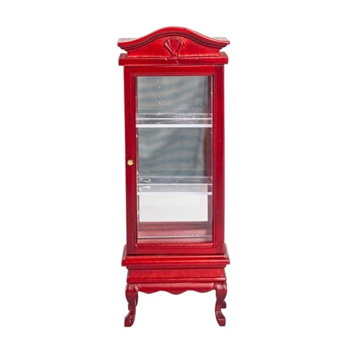 XuQiZZpp 1/12 Miniatur-Möbel, Holzvitrine, realistische Puppenhäuser-Dekore, Modell-Weinschrank für Modell-Szenen-Layouts von XuQiZZpp