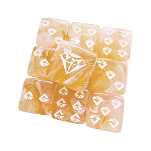 XuQiZZpp 10 einzigartige Acryl-Muster-Würfel, runde Ecken, Rollenspielwürfel, 6-seitig, Tischspiel-Würfel, glatte Oberflächen von XuQiZZpp
