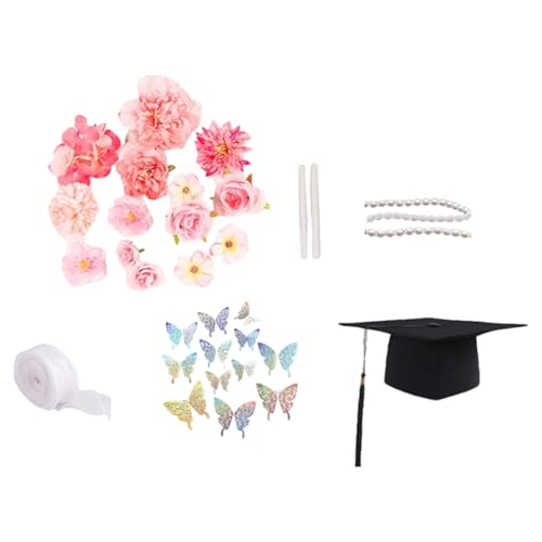 XuQiZZpp Abschlusshut Dekoration mit künstlichen Blumen Schmetterling Aufkleber Perlen Kette für Abschluss Hut Top Dekoration XuQiZZpp Abschlusshut Dekoration mit künstlichen Blumen Schmetterling Aufkleber Perlen Kette für Abschluss Hut Top Dekoration von XuQiZZpp