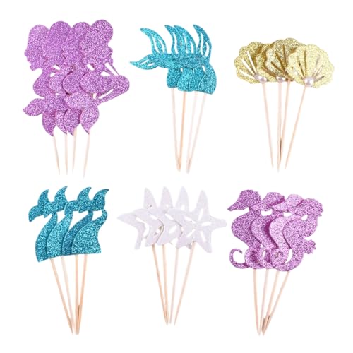XuQiZZpp Fisch-Kuchenaufsatz-Set, 4/6 bedruckte Designs, hochwertiges dickes Papier, 0,3 mm, für Jahrestage, Babypartys, Events, sichere Materialien von XuQiZZpp