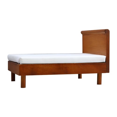 XuQiZZpp Puppenhäuser-Dekoration, Zubehör, Maßstab 1:12, Puppenhäuser, Miniatur-Möbel, schlicht, modernes Holz-Doppelbett, Geschenke von XuQiZZpp