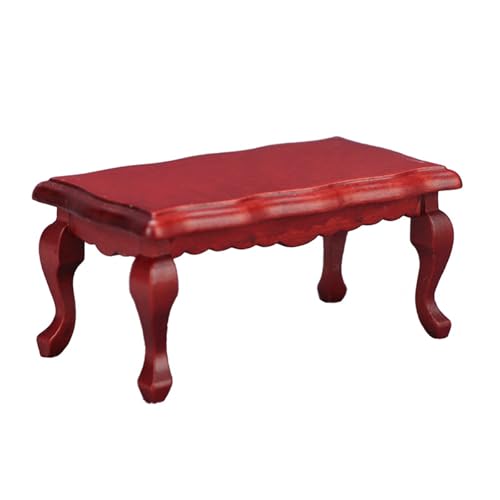 XuQiZZpp Puppenhäuser-Dekoration, Zubehör, Maßstab 1:12, Puppenhäuser, Miniaturmöbel, Vintage-Stil, gewellter Holztisch, Kaffee-Geschenke von XuQiZZpp