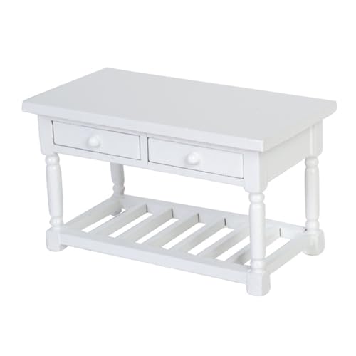 XuQiZZpp Realistischer Miniaturtisch aus Holz mit zu öffnender Schublade, Maßstab 1:12, Möbel für Puppenhäuser, Restaurant, Modellsammlung von XuQiZZpp