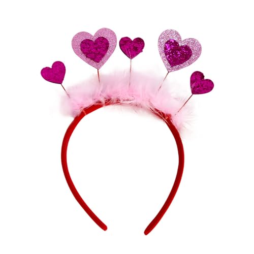 XuQiZZpp Valentinstag-Stirnband, Haarreif, Festival, Party, Requisiten, Zubehör, Herz, Haarband, Cosplay, Kostüm, Kopfbedeckung für Damen, Kinder, festliche Party-Dekoration von XuQiZZpp