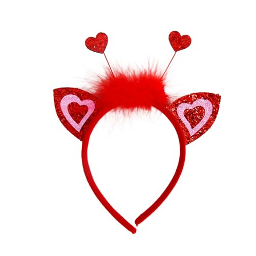 XuQiZZpp Valentinstag-Stirnband, Haarreif, Festival, Party, Requisiten, Zubehör, Herz, Haarband, Cosplay, Kostüm, Kopfbedeckung für Damen, Kinder, festliche Party-Dekoration von XuQiZZpp