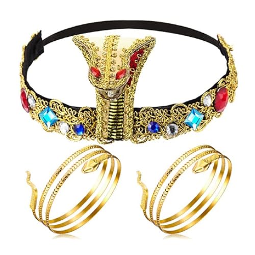 Xuancai Goldener Vintage-Kopfschmuck für Cosplay, Schlangen, Kopfbedeckung für Mädchen, Halloween-Haarreifen, Cosplay, ägyptische Schlange, Haarreif, Halloween-Kopfbedeckung von Xuancai