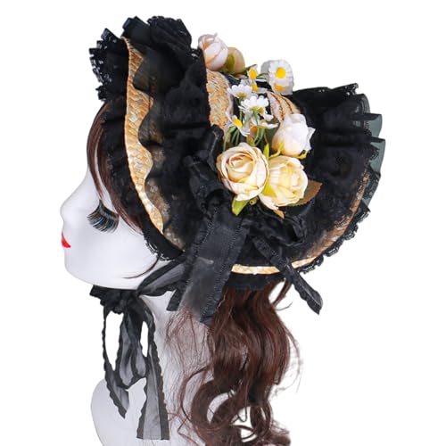 Xuancai Sonnenhut mit Spitzenbesatz für Cocktail-Party, Cosplay, Kostüm, Strohhut für Urlaub, Picknicks und formelle Anlässe Xuancai Sonnenhut mit Spitzenbesatz für Cocktail-Party, Cosplay, Kostüm, Strohhut für Urlaub, Picknicks und formelle Anlässe von Xuancai