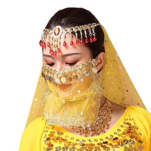 Xuanxi Bauchtanz-Gesichtsschleier für Mädchen und Frauen, arabisches Nacht-Outfit, Halloween-Kostüm, Cosplay, Schleier, modischer Halbgesichtsschleier Xuanxi Bauchtanz-Gesichtsschleier für Mädchen und Frauen, arabisches Nacht-Outfit, Halloween-Kostüm, Cosplay, Schleier, modischer Halbgesichtsschleier von Xuanxi