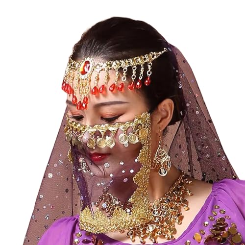 Xuanxi Bauchtanz-Gesichtsschleier für Mädchen und Frauen, arabisches Nacht-Outfit, Halloween-Kostüm, Cosplay, Schleier, modischer Halbgesichtsschleier Xuanxi Bauchtanz-Gesichtsschleier für Mädchen und Frauen, arabisches Nacht-Outfit, Halloween-Kostüm, Cosplay, Schleier, modischer Halbgesichtsschleier von Xuanxi