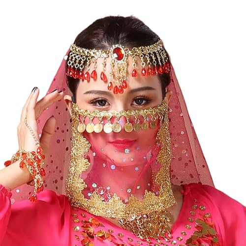 Xuanxi Bauchtanz-Gesichtsschleier für Mädchen und Frauen, arabisches Nacht-Outfit, Halloween-Kostüm, Cosplay, Schleier, modischer Halbgesichtsschleier Xuanxi Bauchtanz-Gesichtsschleier für Mädchen und Frauen, arabisches Nacht-Outfit, Halloween-Kostüm, Cosplay, Schleier, modischer Halbgesichtsschleier von Xuanxi