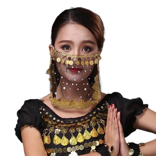 Xuanxi Bauchtanz-Gesichtsschleier für Mädchen und Frauen, arabisches Nacht-Outfit, Halloween-Kostüm, Cosplay, Schleier, modischer Halbgesichtsschleier Xuanxi Bauchtanz-Gesichtsschleier für Mädchen und Frauen, arabisches Nacht-Outfit, Halloween-Kostüm, Cosplay, Schleier, modischer Halbgesichtsschleier von Xuanxi