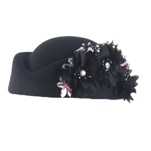 Xuanxi Fascinator-Hut, Wolle, Kristall, Blumen-Design, Stewardess-Hut für Cocktail-Party, 1920er-Jahre-Kostüm-Zubehör, Flapper-Hut Xuanxi Fascinator-Hut, Wolle, Kristall, Blumen-Design, Stewardess-Hut für Cocktail-Party, 1920er-Jahre-Kostüm-Zubehör, Flapper-Hut von Xuanxi