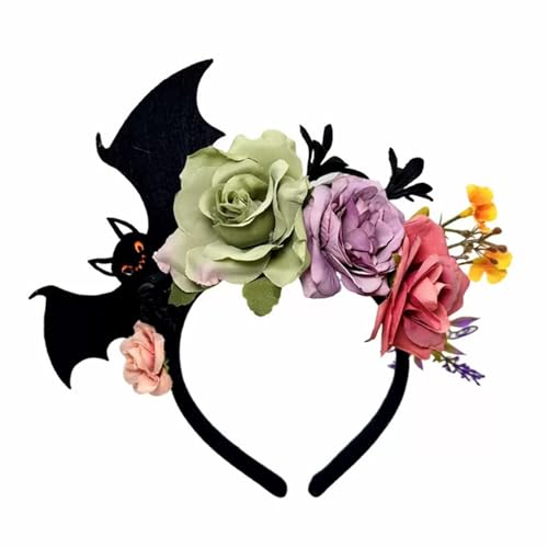 Xuanxi Halloween Rose Fledermaus Haarband Elegant Kostüm Zubehör Praktisches Harz Leicht Für Partys Rollenspiele Fledermaus Rose Kopfschmuck von Xuanxi