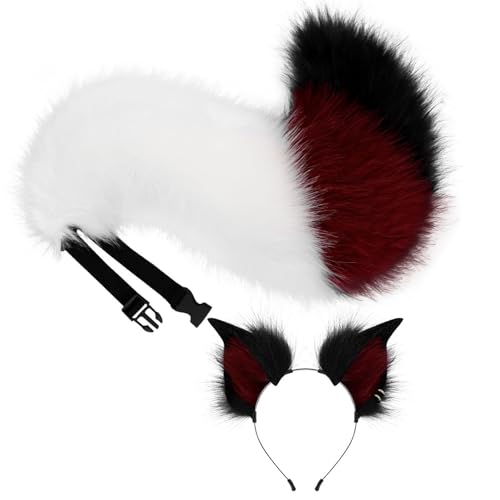 Xuanxi Handgefertigte Plüsch-Füchse Ohren Stirnbänder Kunstpelz Schwanz für Halloween Cosplay Party Kostüme Zubehör für Kinder Erwachsene Xuanxi Handgefertigte Plüsch-Füchse Ohren Stirnbänder Kunstpelz Schwanz für Halloween Cosplay Party Kostüme Zubehör für Kinder Erwachsene von Xuanxi