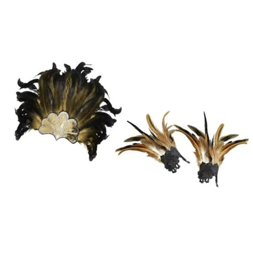Xuanxi Hellblaues gefiedertes Haarteil und Handgelenk-Set, Cosplay-Zubehör für Halloween-Partys, Kostümdekorationen, praktisches Feder-Kostüm-Requisiten-Zubehör-Set von Xuanxi