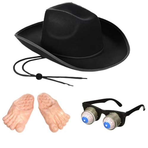 Xuanxi Lustiges Cowgirl-Kostüm-Set für Maskeraden, Party, Cowboyhut, Poppingout-Augapfel-Brille, Damen, Halloween-Party-Kostüme, 3-teilig Xuanxi Lustiges Cowgirl-Kostüm-Set für Maskeraden, Party, Cowboyhut, Poppingout-Augapfel-Brille, Damen, Halloween-Party-Kostüme, 3-teilig von Xuanxi