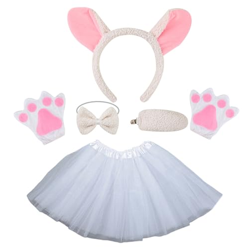 Xuanxi Schaf-Kostüm-Set, Schafsohren, Stirnband, Plüschschwanz, Fliege, Schaf, Haarreifen-Set, Netzrock für Halloween, Kostüm, Cosplay Xuanxi Schaf-Kostüm-Set, Schafsohren, Stirnband, Plüschschwanz, Fliege, Schaf, Haarreifen-Set, Netzrock für Halloween, Kostüm, Cosplay von Xuanxi