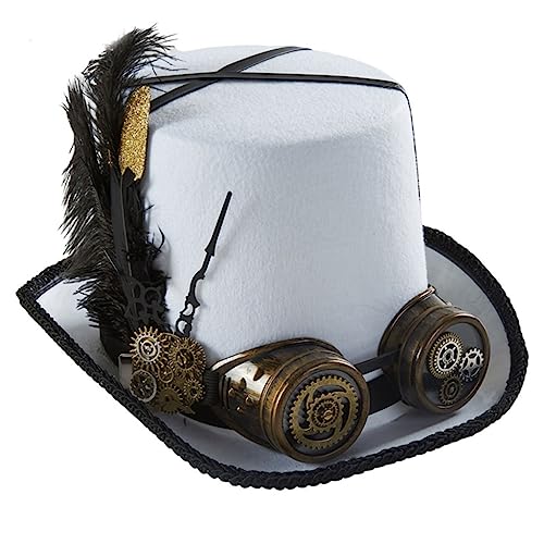 Xuanxi Steampunk Time Traveler Hut Steampunk Top Hüte für Herren mit Brille Steampunk Hut Halloween Party Steampunk Zubehör, weiß, 2-3 Xuanxi Steampunk Time Traveler Hut Steampunk Top Hüte für Herren mit Brille Steampunk Hut Halloween Party Steampunk Zubehör, weiß, 2-3 von Xuanxi